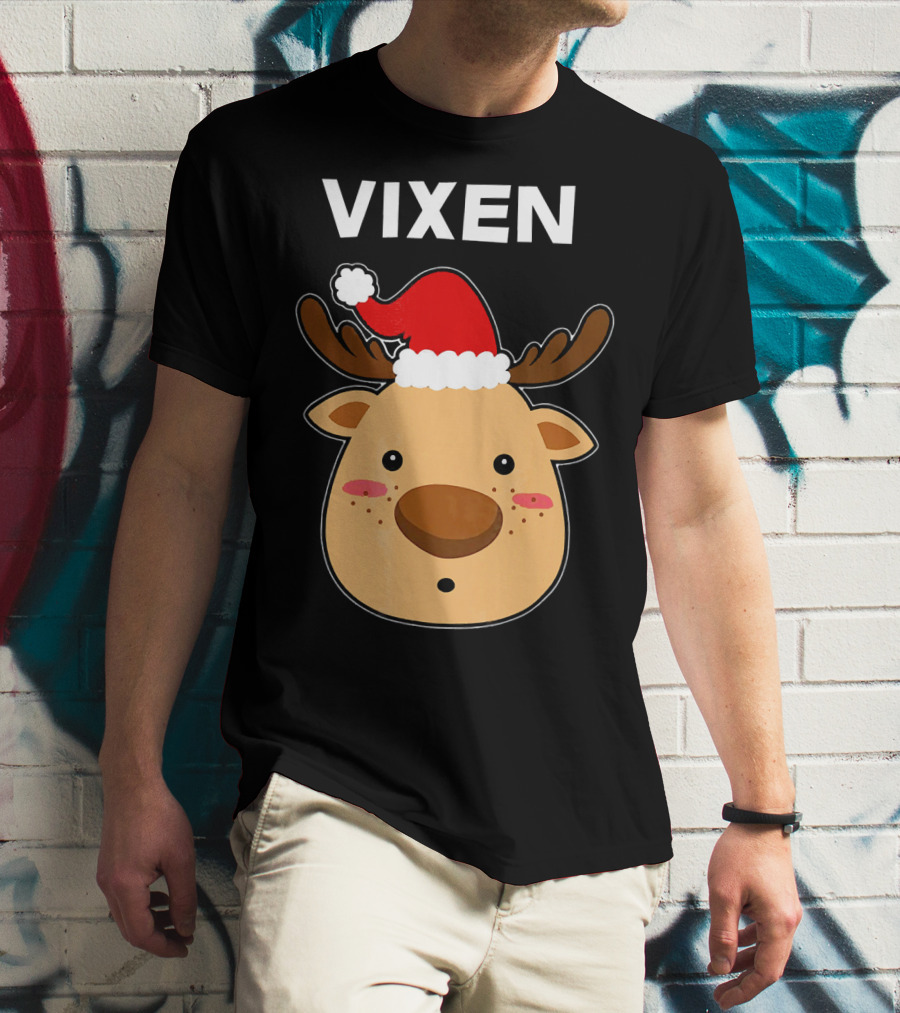 Vixen Santa Hat Reindeer T-Shirt