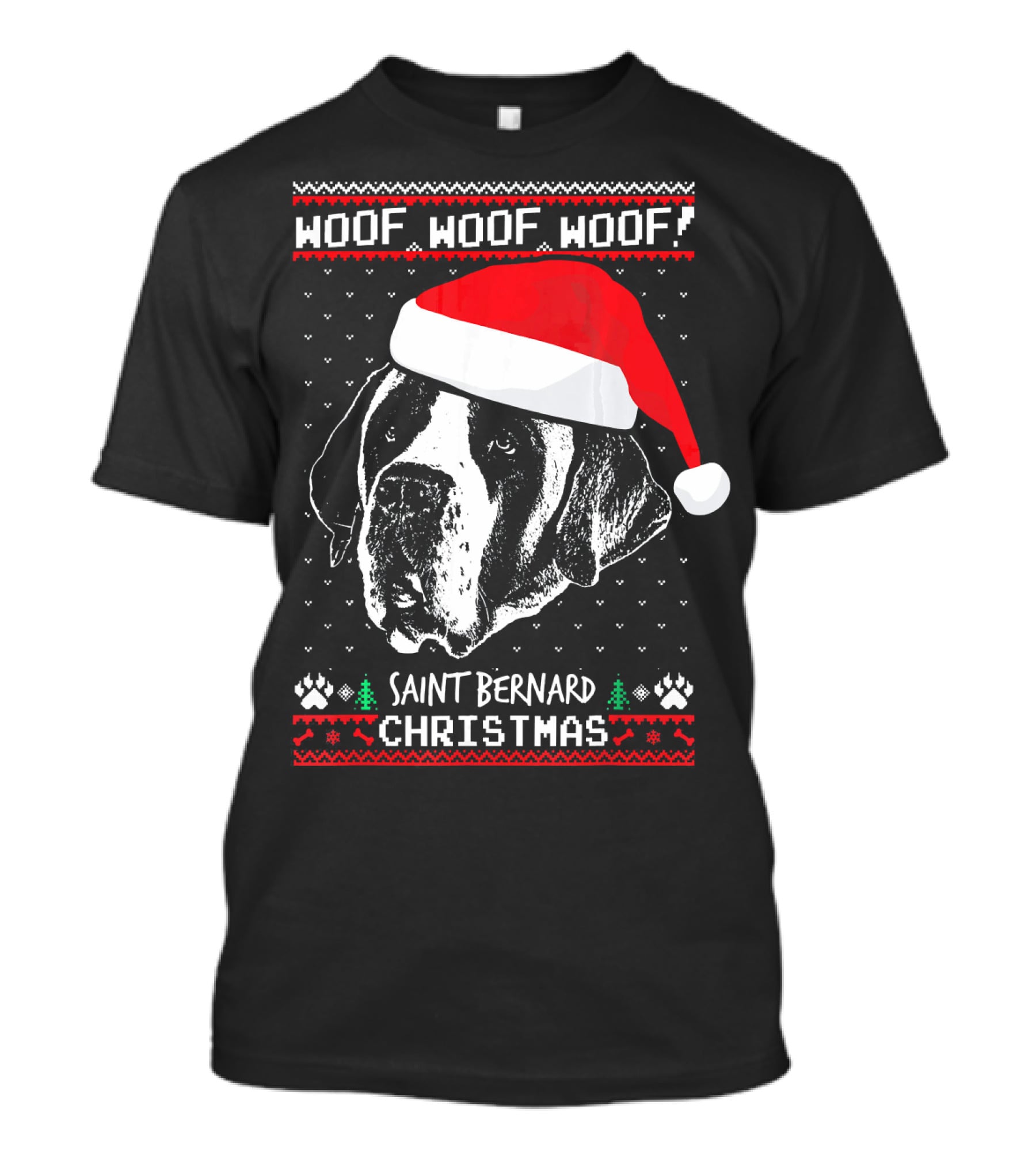 Woof Woof Woof Saint Bernard Christmas T-Shirt