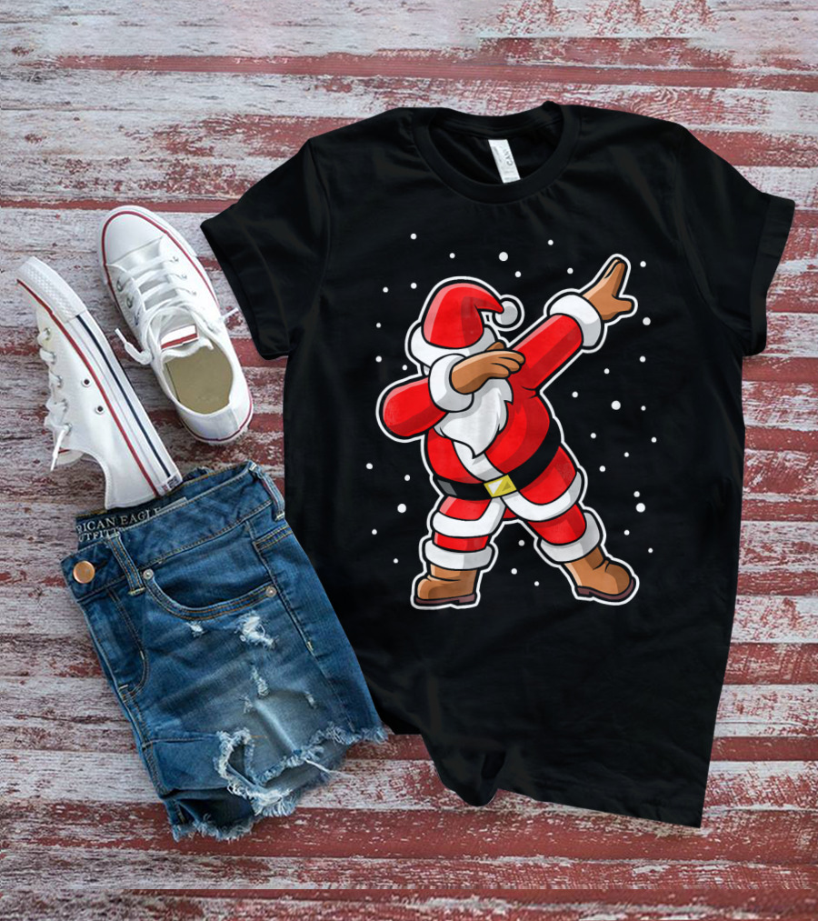 Dabbing Santa Claus Snowing Iconic Christmas Pose T-Shirt