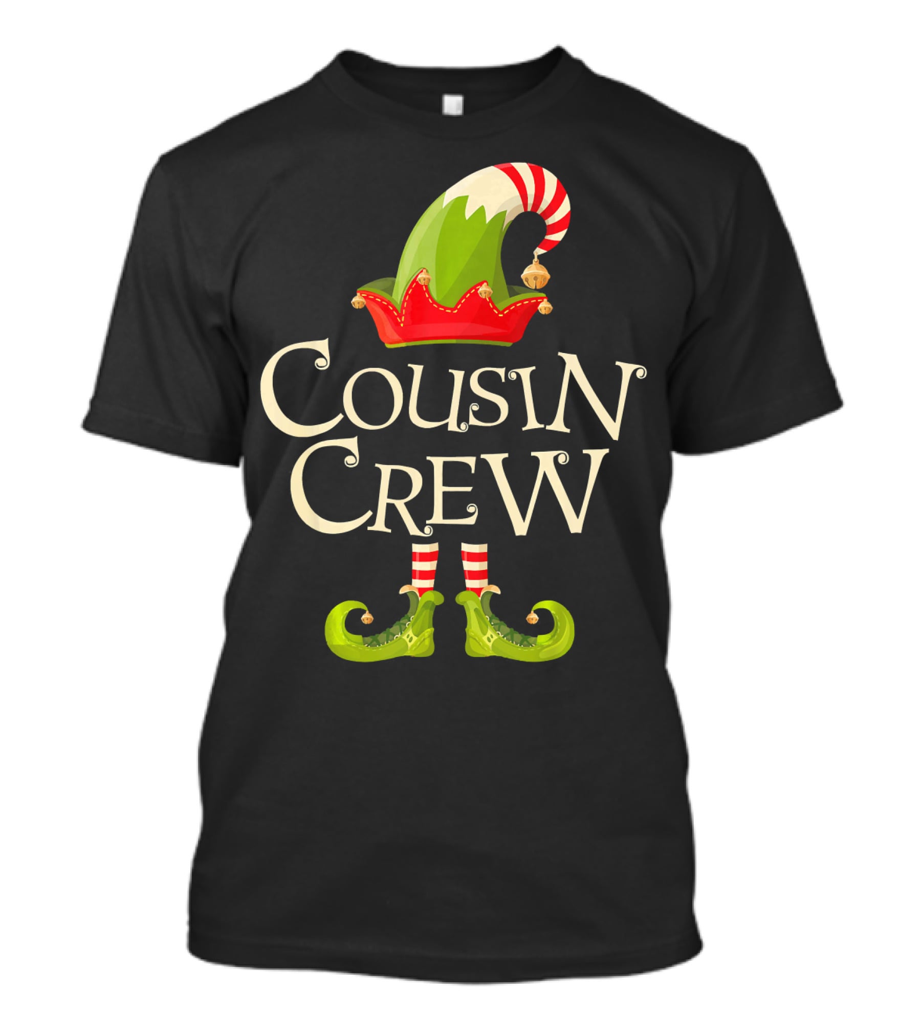 Cousin Crew Elf Matching Family Christmas Hat And Shoes T-Shirt