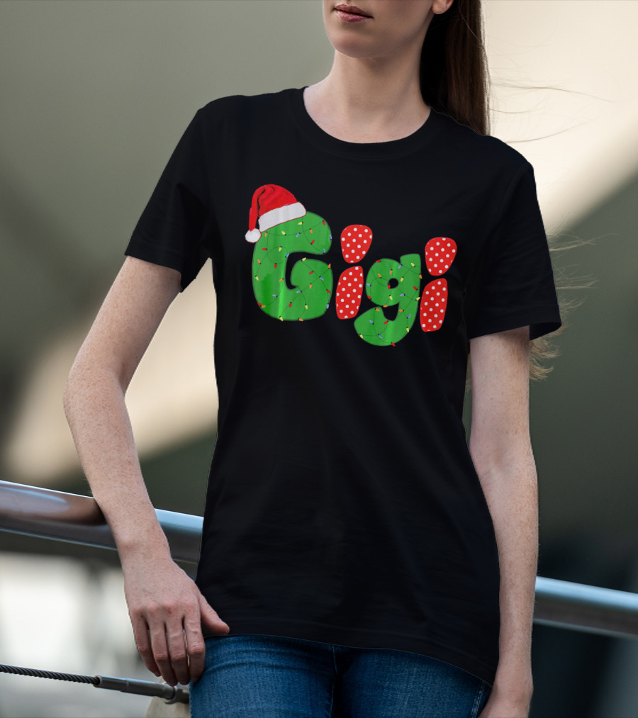 Gigi Christmas Santa Hat Lights Family Matching Pajamas T-Shirt
