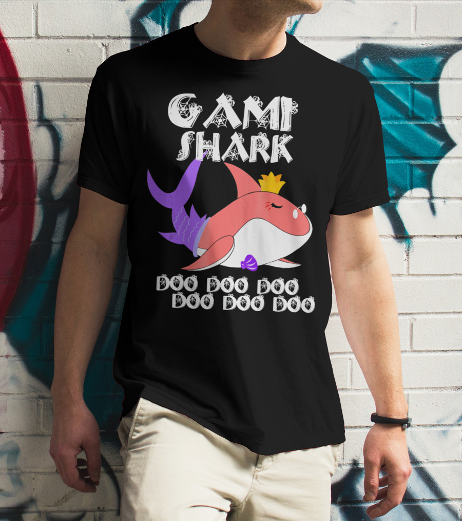 Gami Shark Doo Doo Doo Cute Crowned Shark With Purple Fins T-Shirt