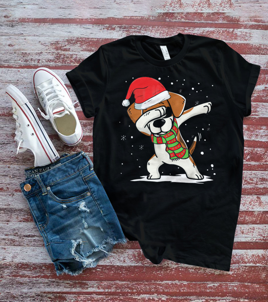 Dabbing Beagle Santa Christmas Dog Dance T-Shirt