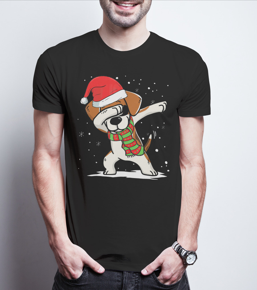 Dabbing Beagle Santa Christmas Dog Dance T-Shirt