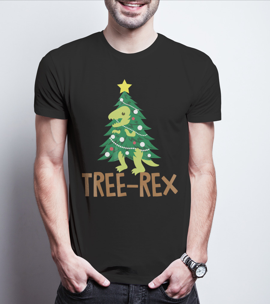 Tree Rex Christmas Dinosaur Pun T-Shirt