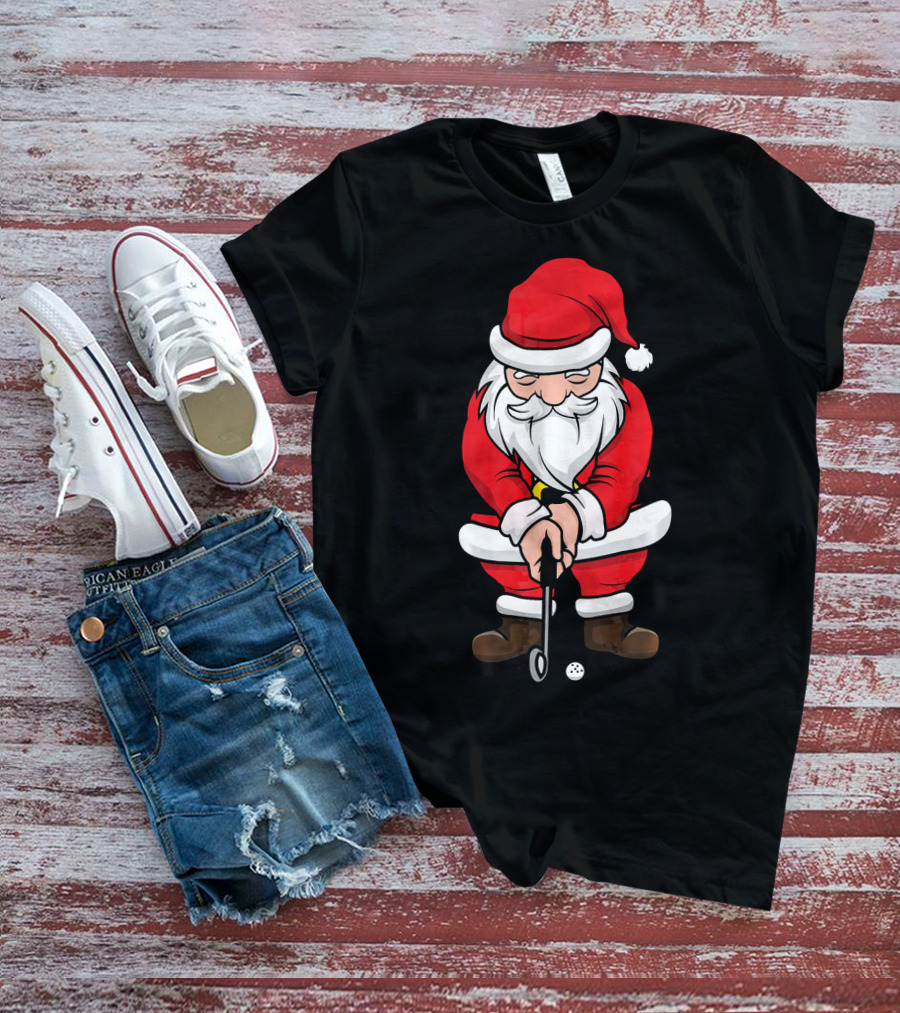 Christmas Santa Claus Golfing Swing T-Shirt