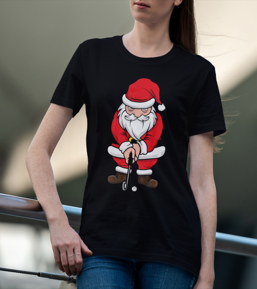 Christmas Santa Claus Golfing Swing T-Shirt