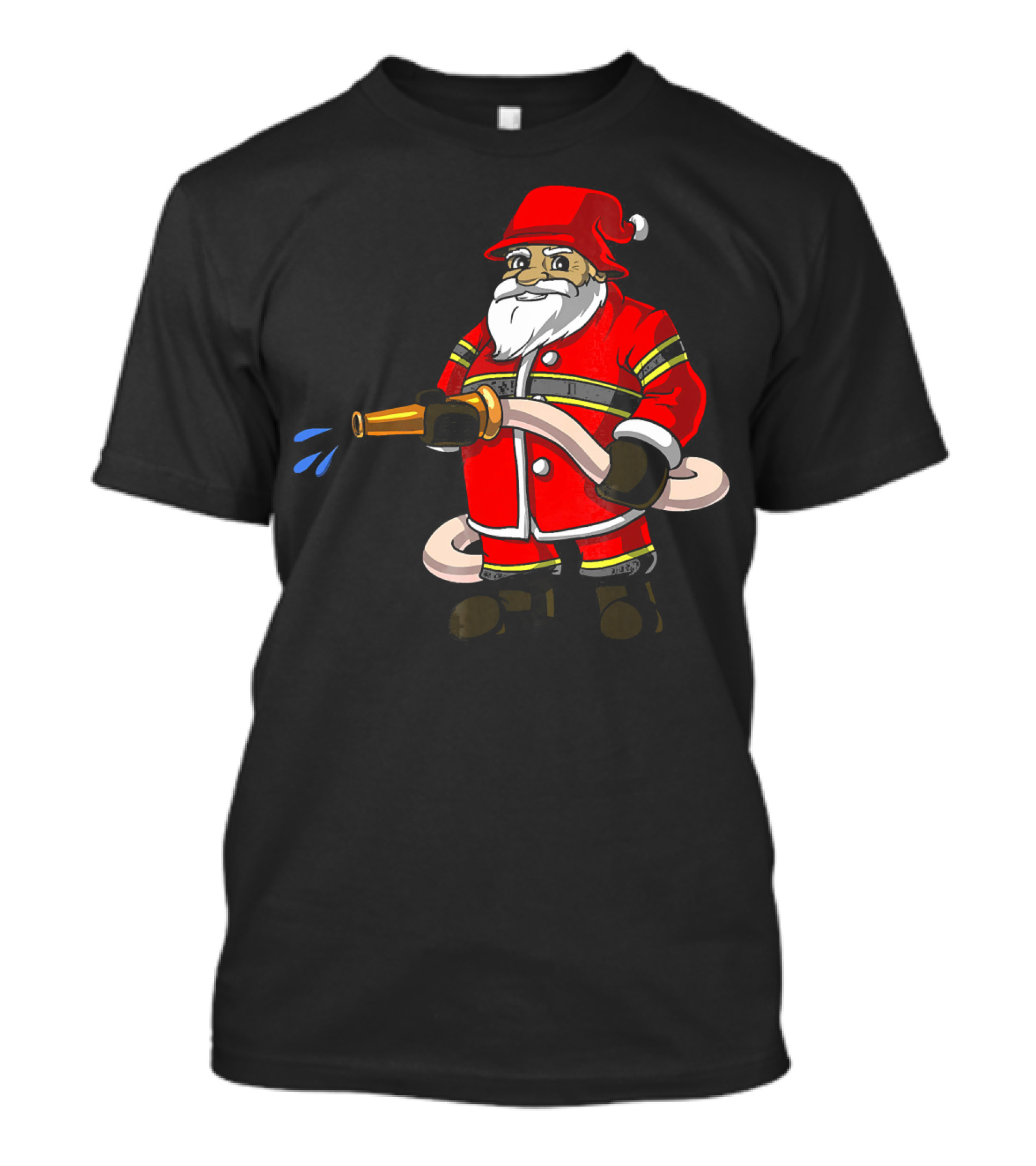 Santa Firefighter With Hose And Water Spray T-Shirt