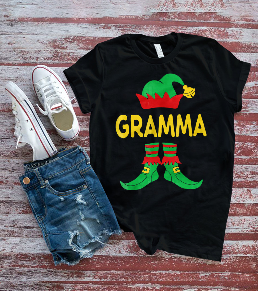 Gramma Elf Christmas Family Matching Outfit Holiday T-Shirt