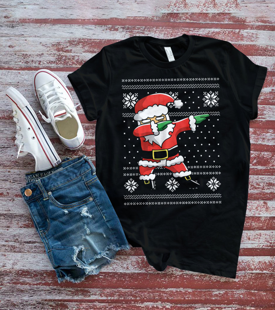Festive Dabbing Santa Ugly Christmas T-Shirt