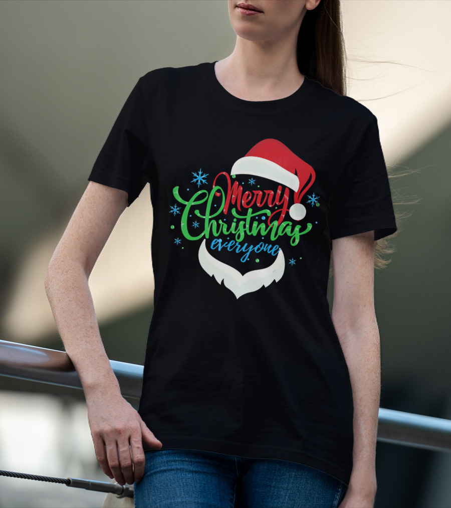 Merry Christmas Everyone Santa Hat With Beard T-Shirt