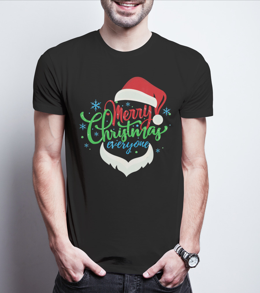 Merry Christmas Everyone Santa Hat With Beard T-Shirt