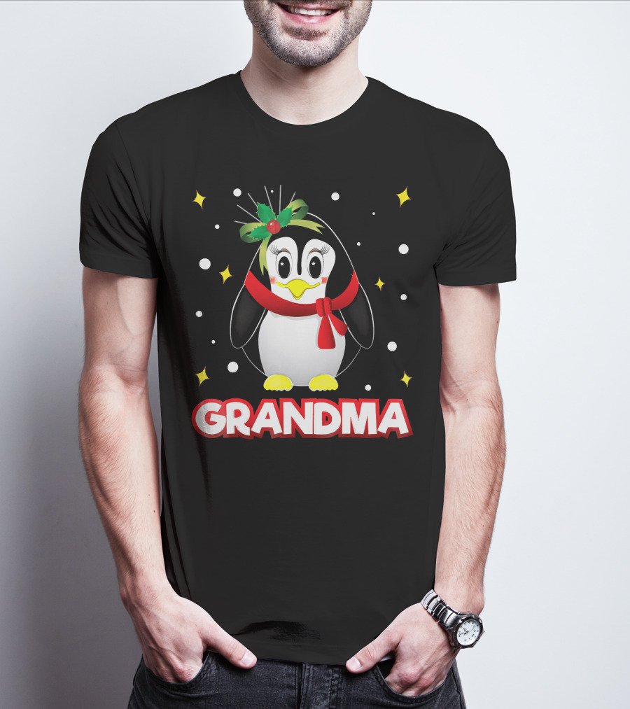 Grandma Penguin Festive Christmas Family T-Shirt