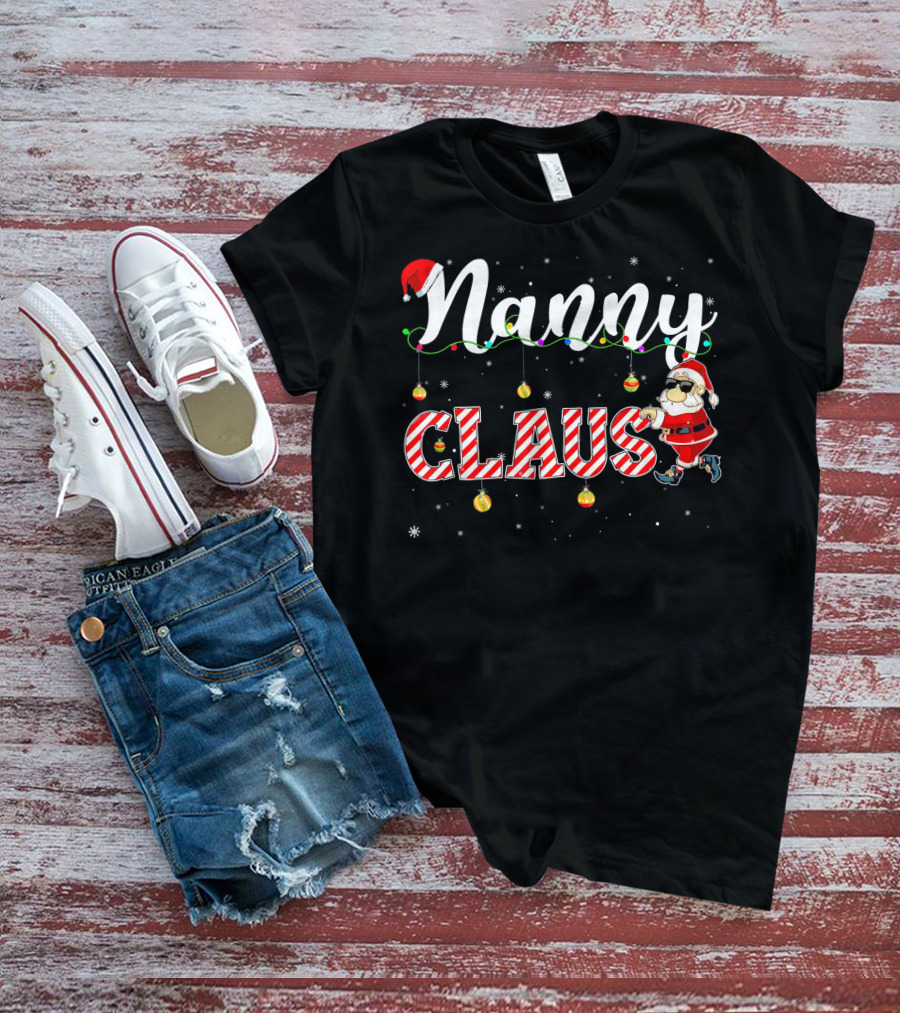 Nanny Claus Cute Christmas Santa Hat Matching T-Shirt