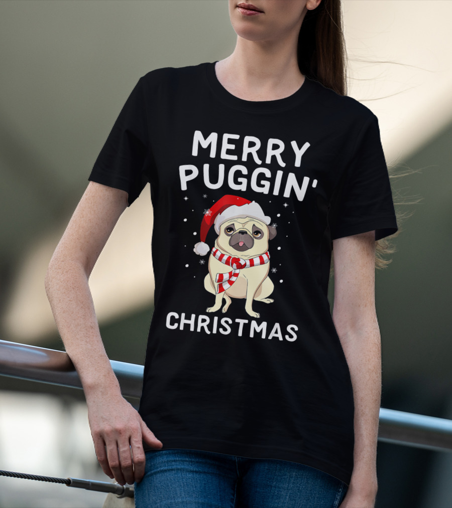 Merry Puggin' Christmas Santa Pug Holiday T-Shirt