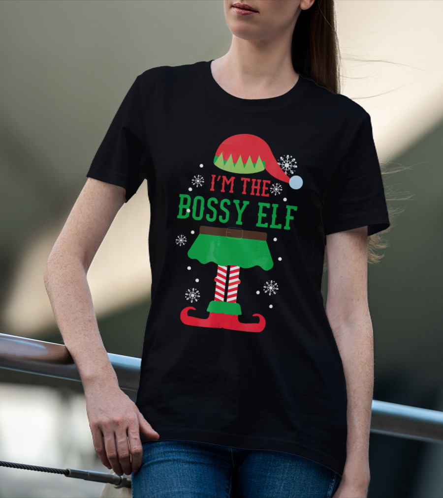 I'm The Bossy Elf Christmas Snowflake T-Shirt