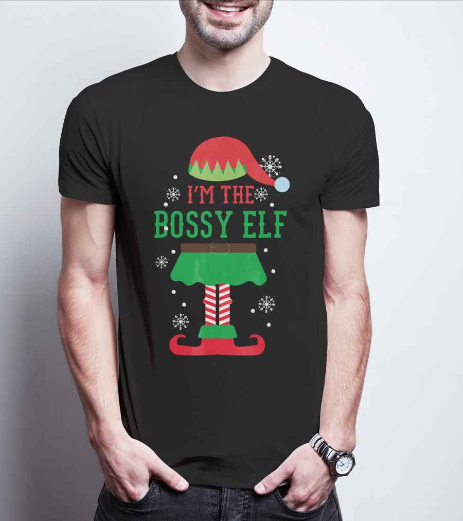 I'm The Bossy Elf Christmas Snowflake T-Shirt
