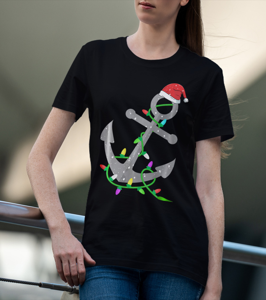Merry Captain Santa Anchor With Christmas Lights T-Shirt