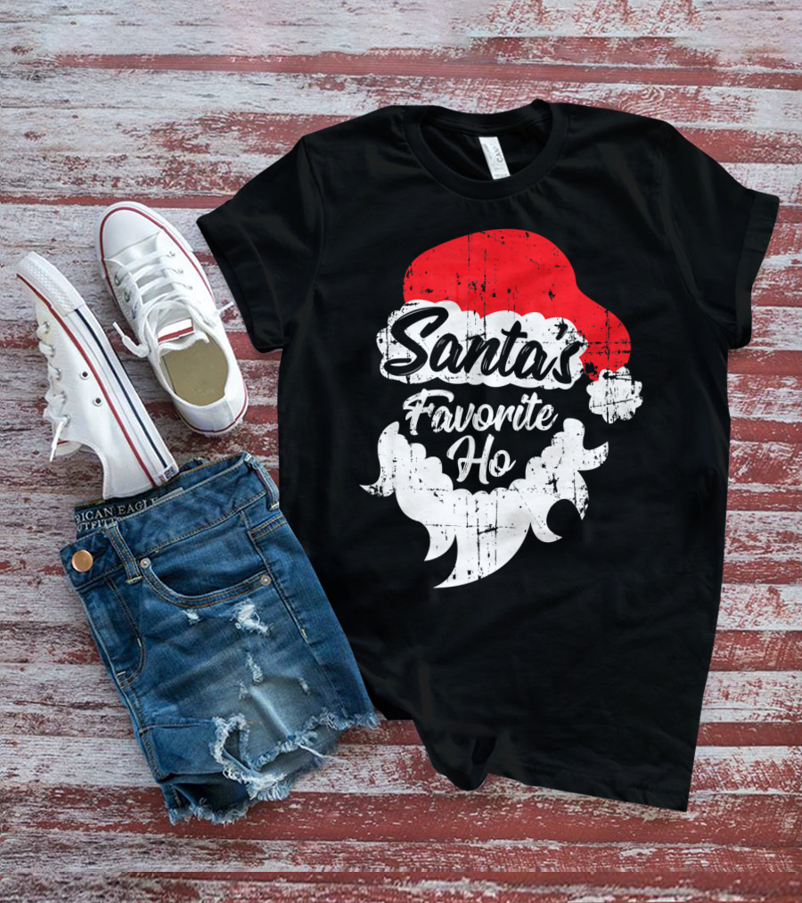Santa's Favorite Ho Christmas Beard And Hat T-Shirt