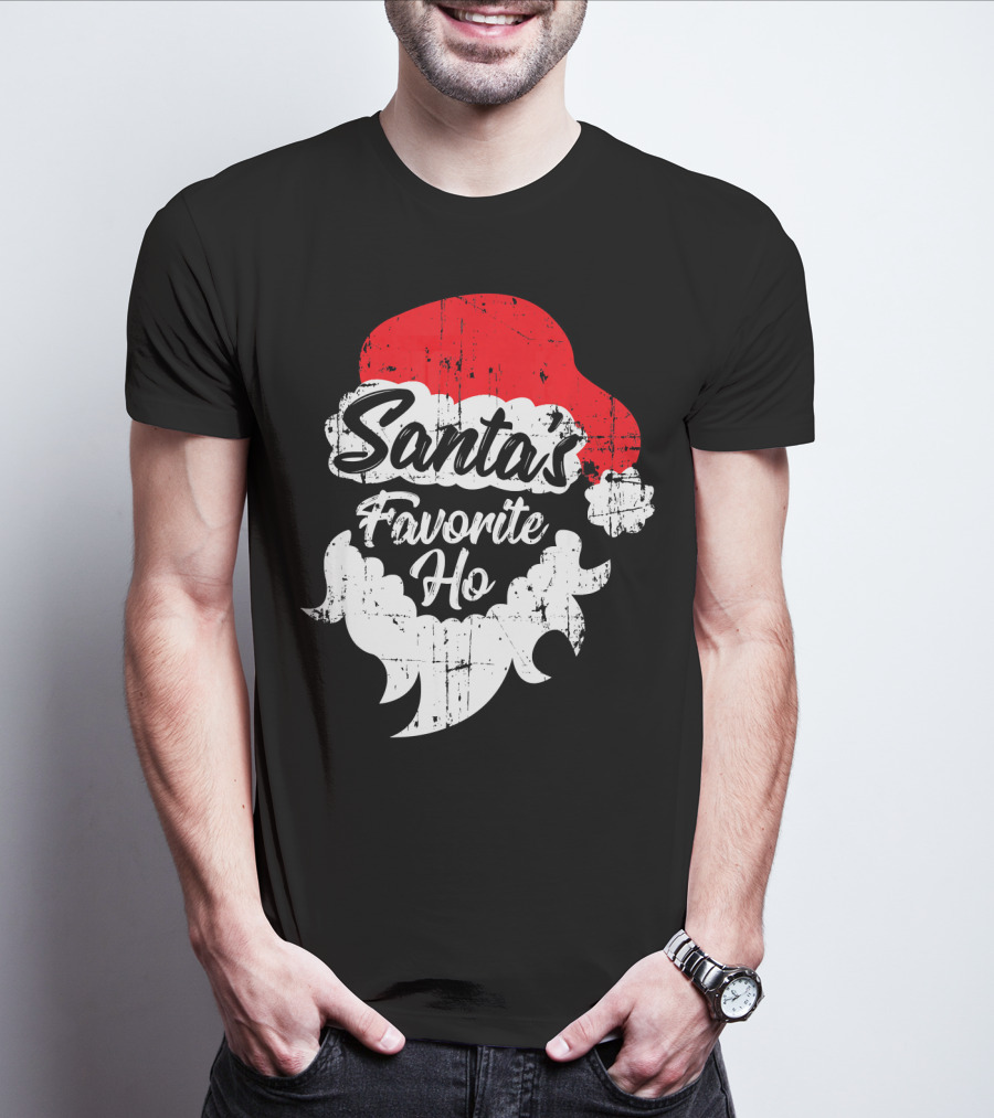 Santa's Favorite Ho Christmas Beard And Hat T-Shirt