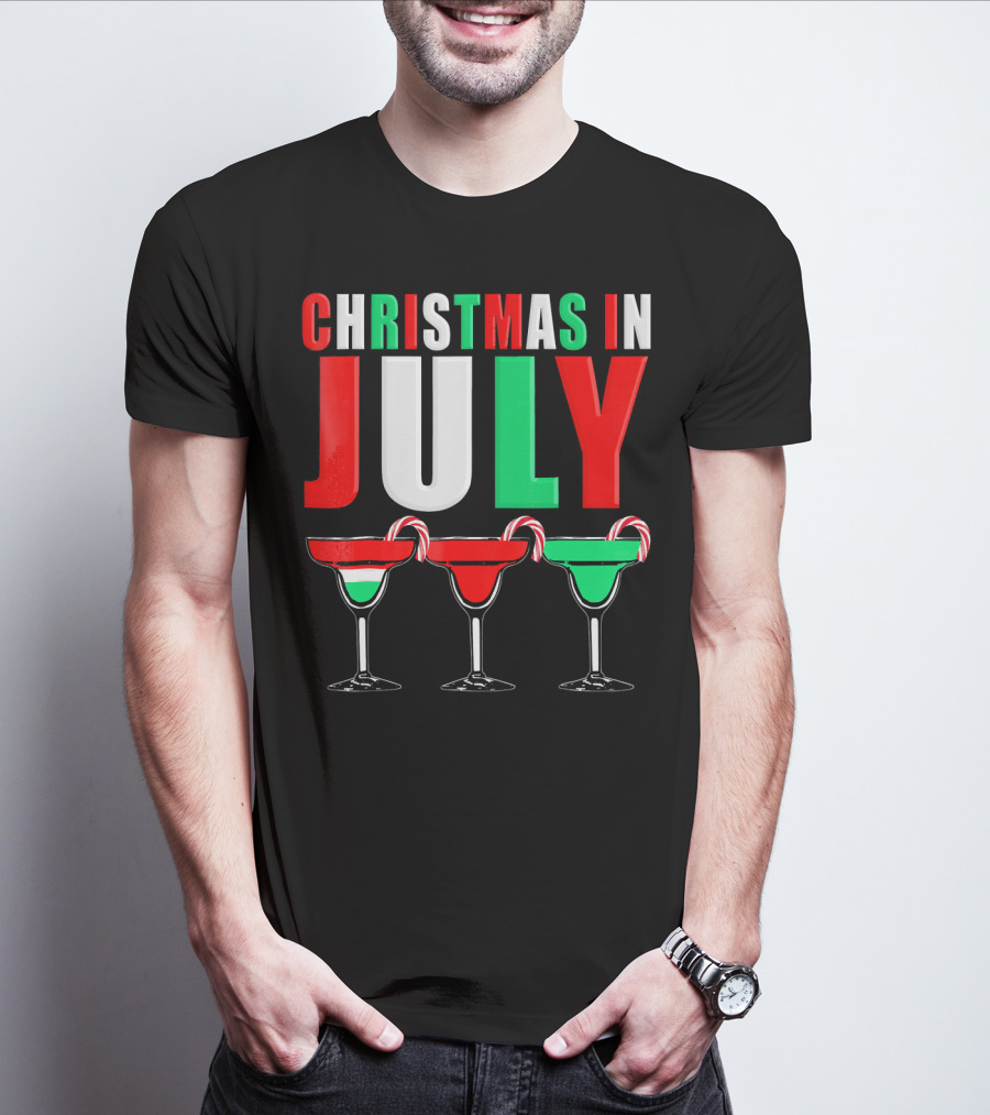 Christmas In July Candy Cane Cocktail Mixed Drinks T-Shirt