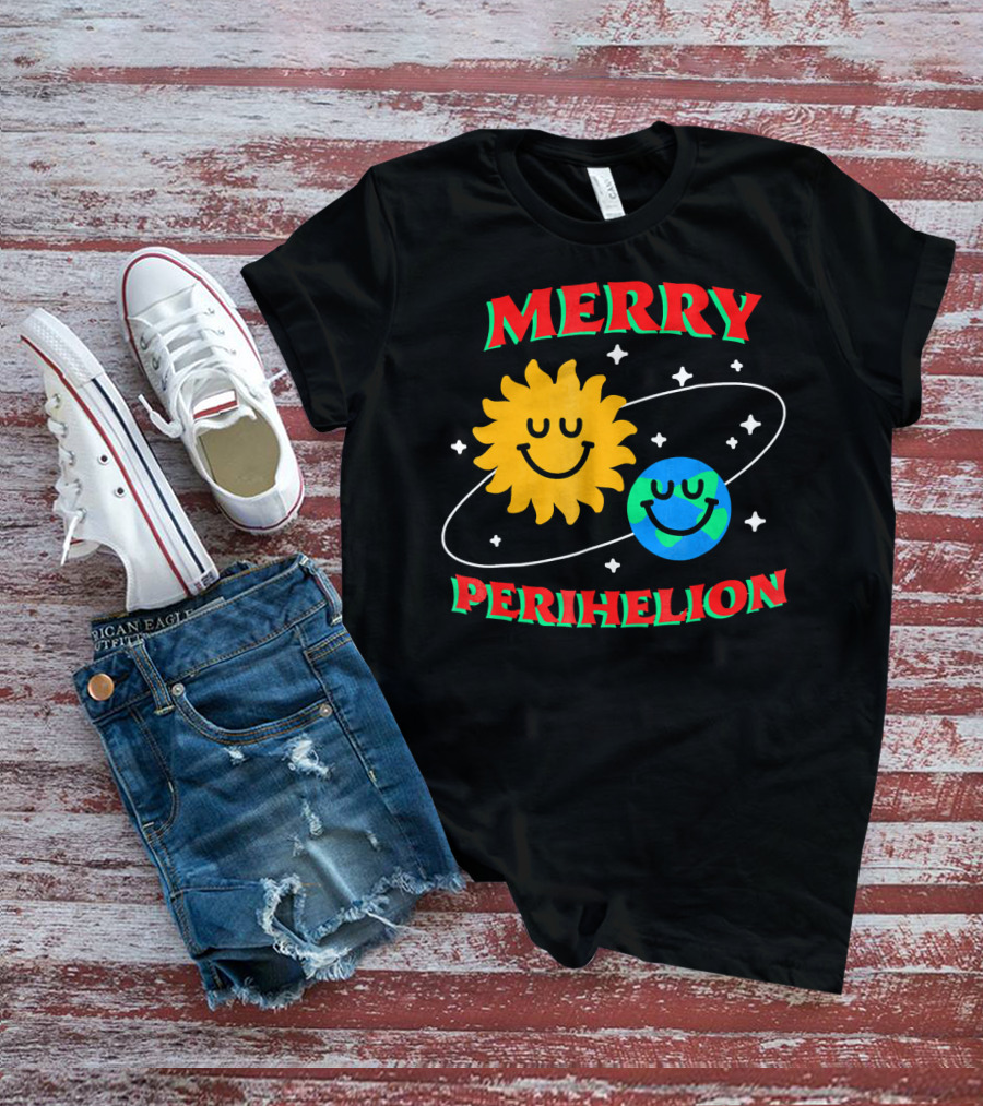 Merry Perihelion Sun Earth Smiling Orbit T-Shirt