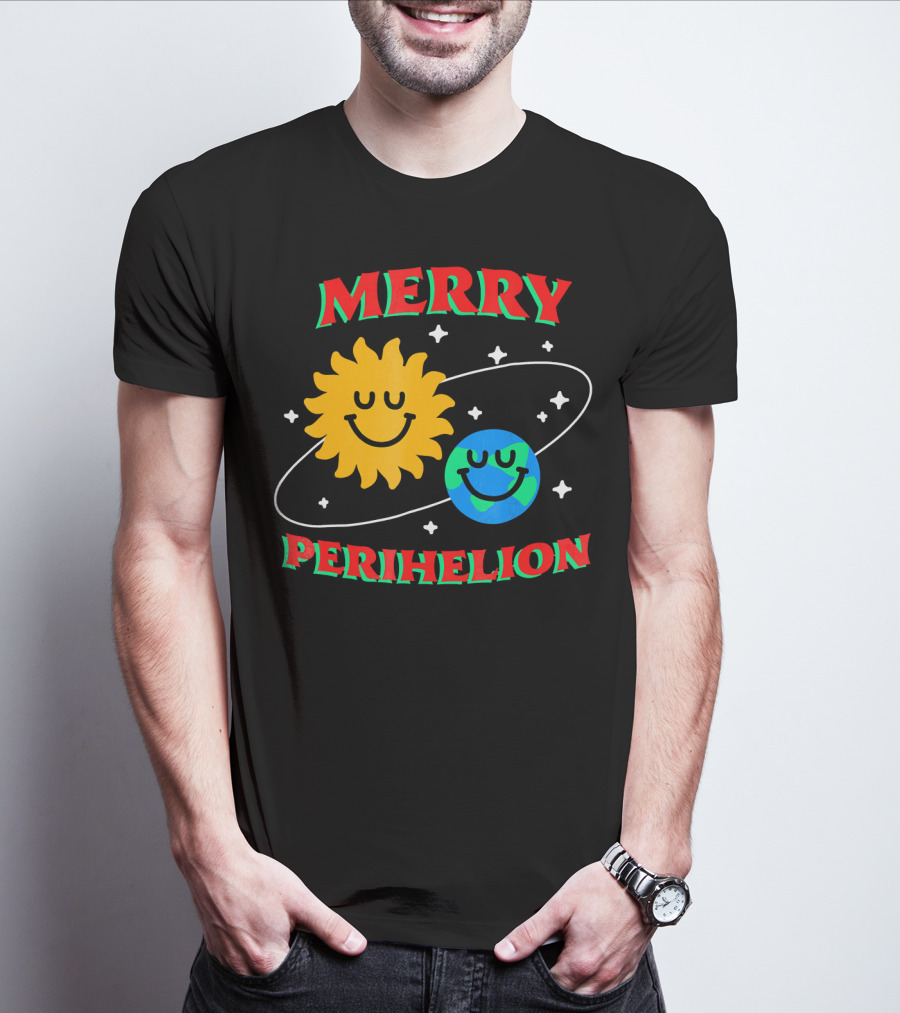 Merry Perihelion Sun Earth Smiling Orbit T-Shirt