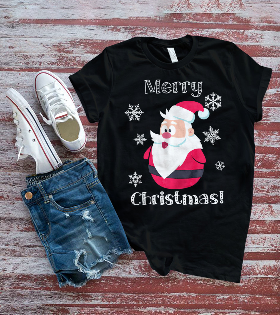 Merry Christmas Santa Claus Cute Snowflakes T-Shirt