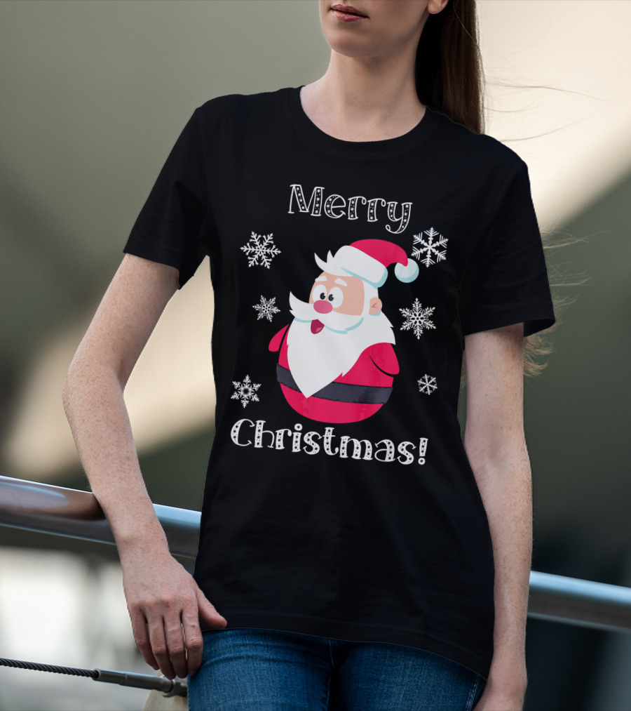 Merry Christmas Santa Claus Cute Snowflakes T-Shirt