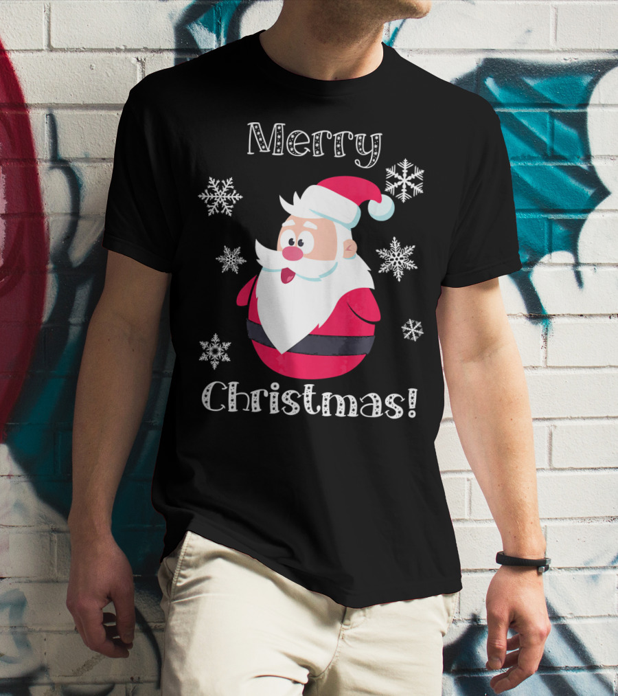 Merry Christmas Santa Claus Cute Snowflakes T-Shirt