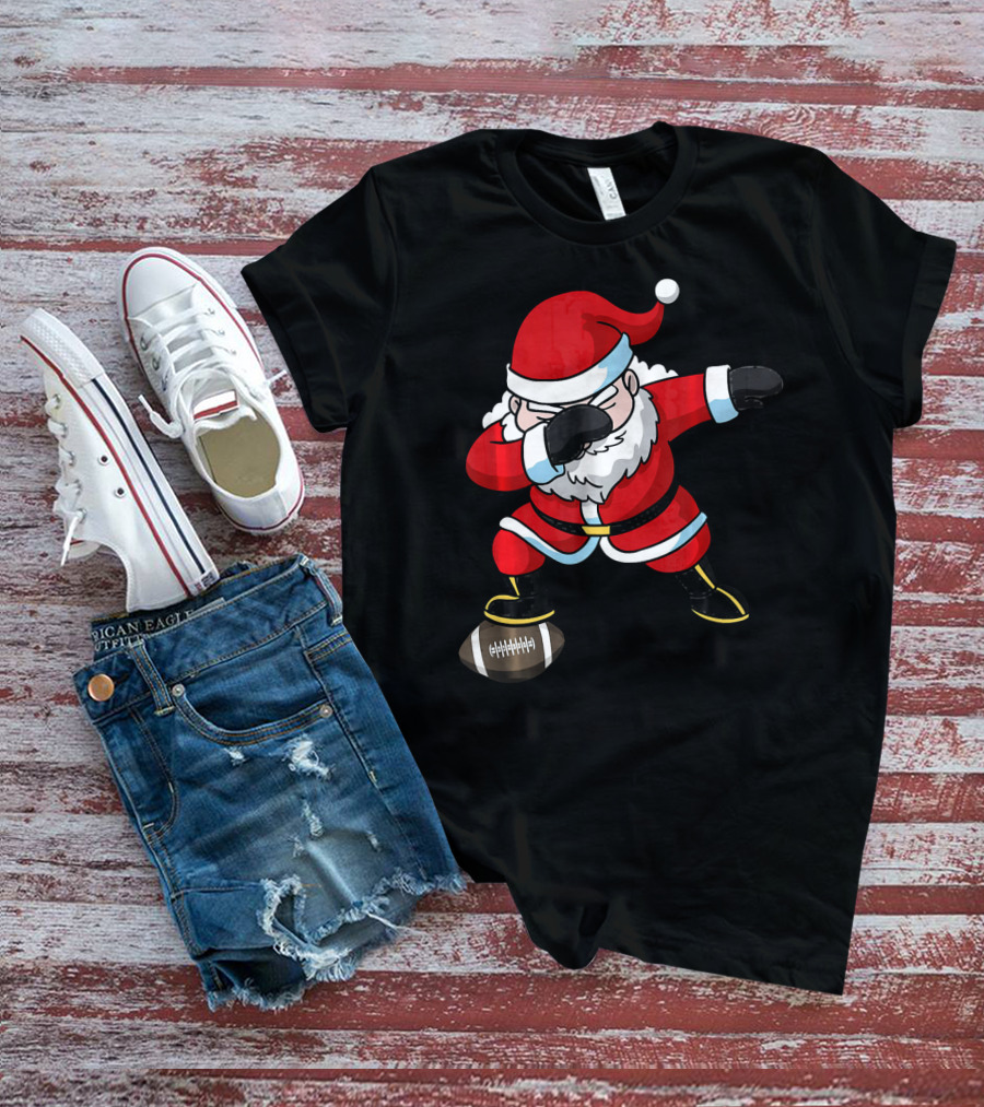 Football Santa Dabbing With Christmas Cheer T-Shirt