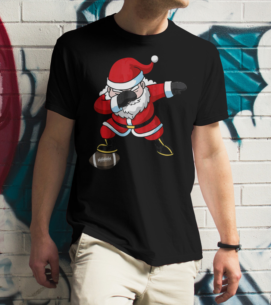 Football Santa Dabbing With Christmas Cheer T-Shirt