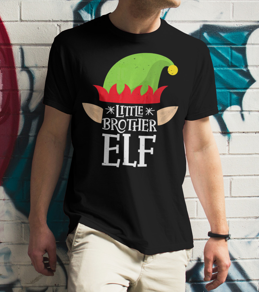 Little Brother Elf Funny Christmas Family T-Shirt