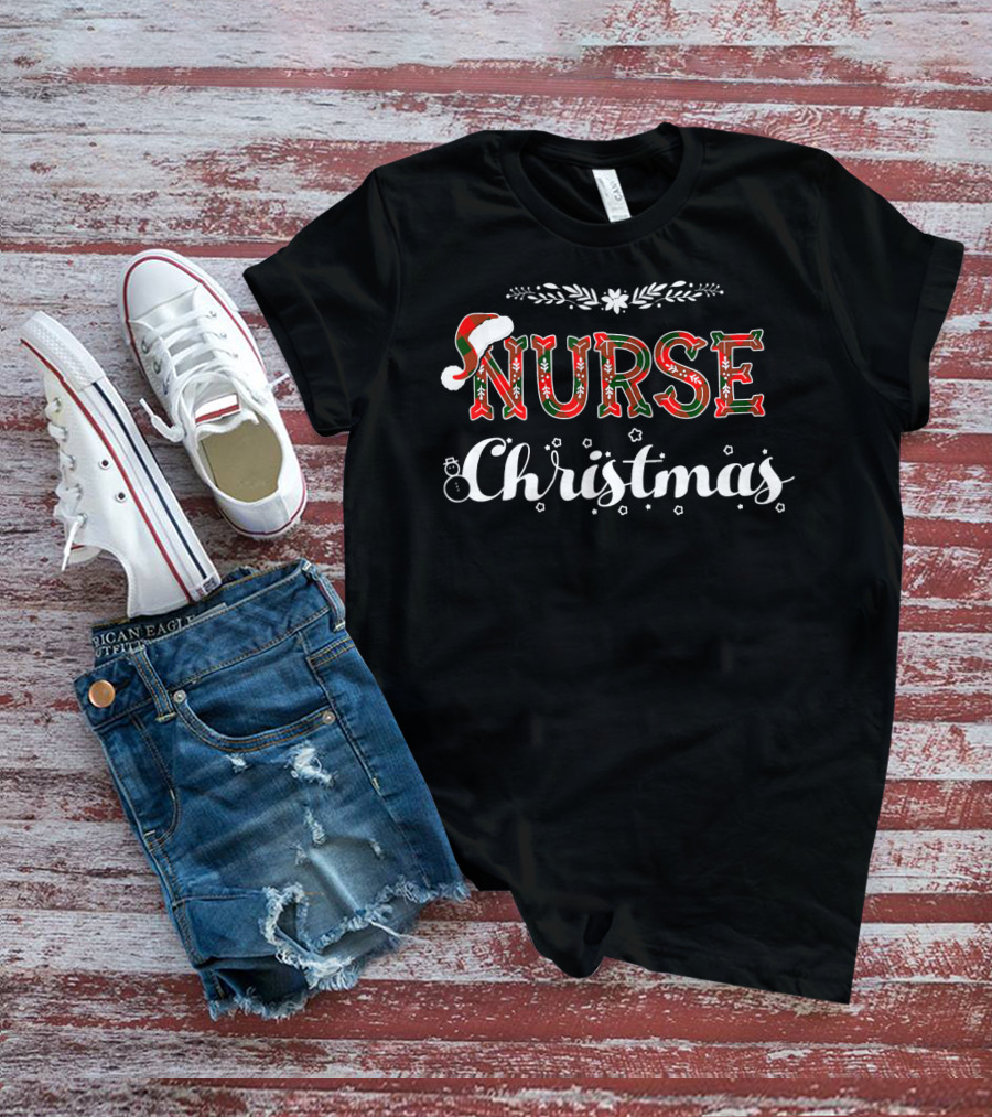 Nurse Christmas Santa Hat Holiday Decor T-Shirt