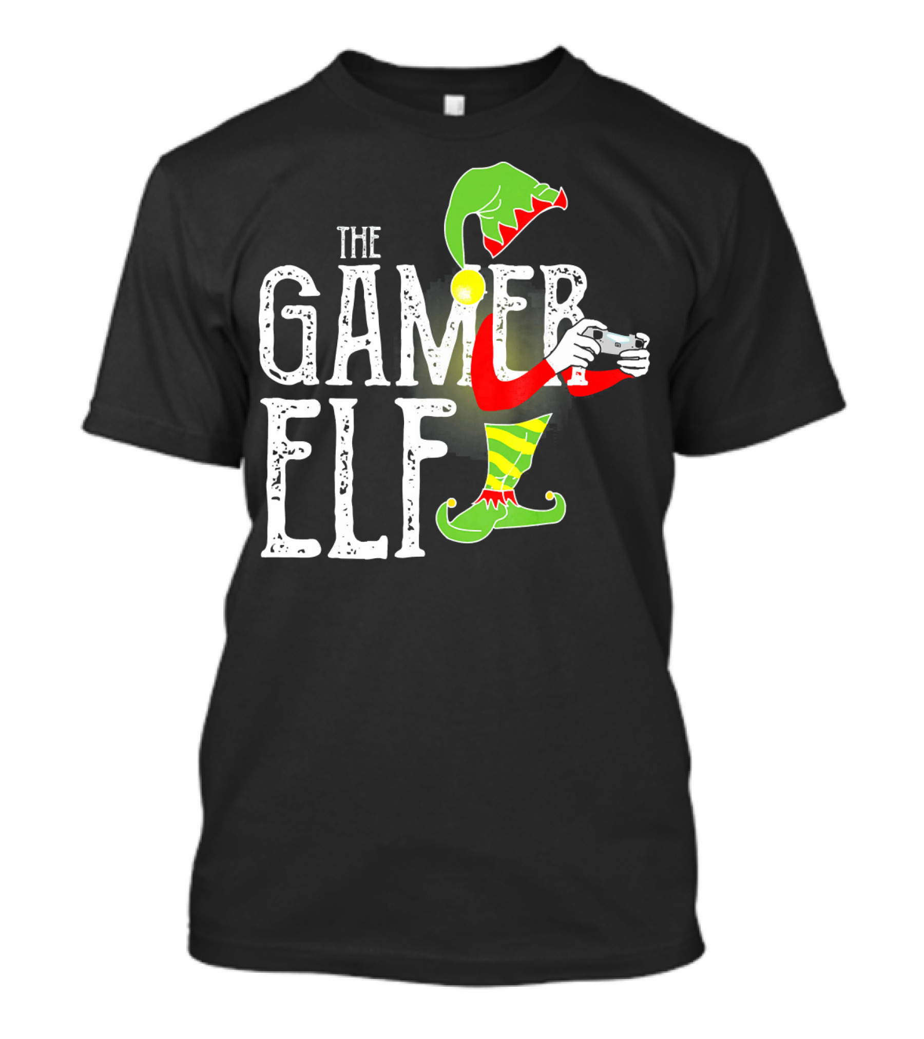 The Gamer Elf With Controller And Festive T-Shirt