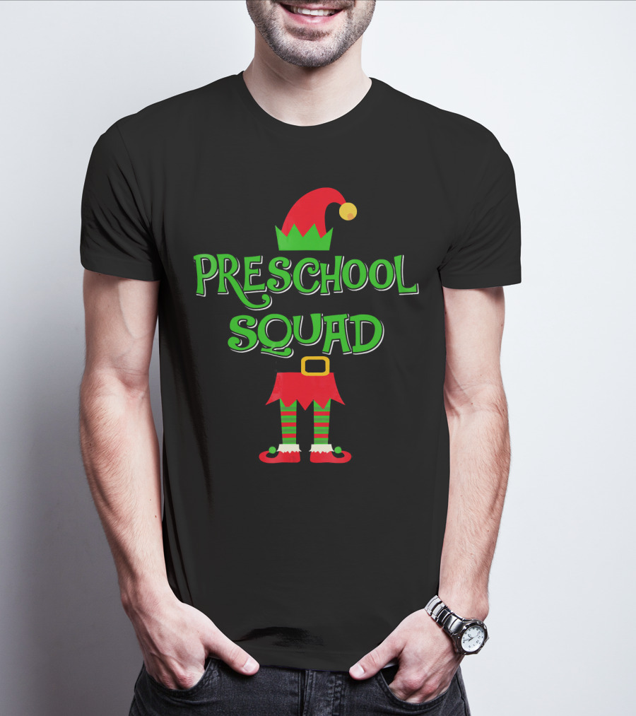 Preschool Squad Christmas Elf Teacher T-Shirt