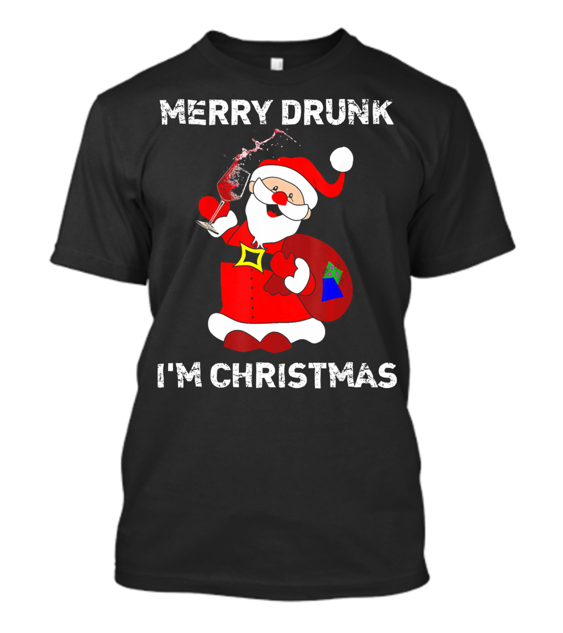 Merry Drunk I'm Christmas Santa With Wine T-Shirt
