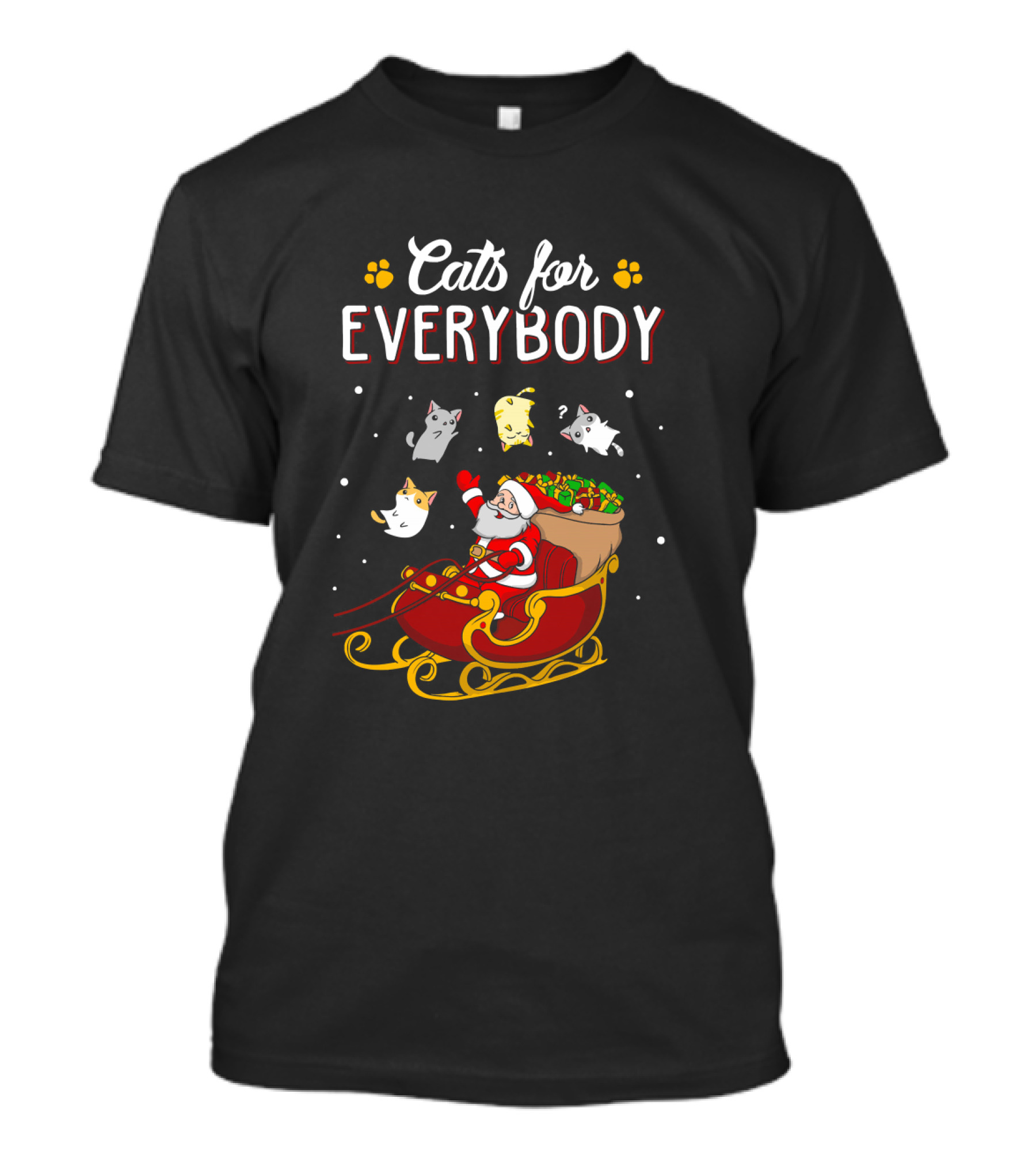 Cats For Everybody Christmas Santa With Cats In Sleigh T-Shirt