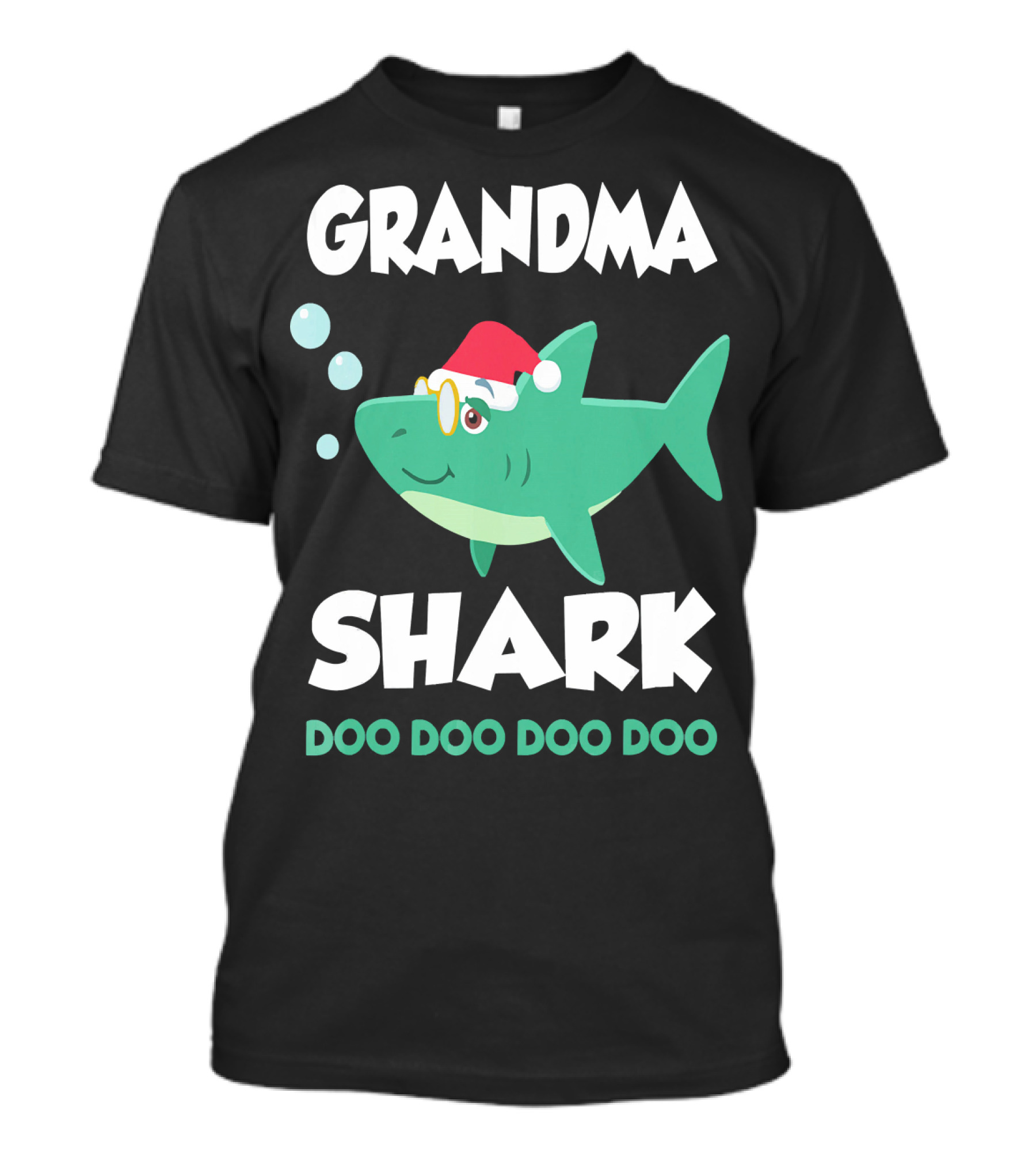Grandma Shark Christmas Doo Doo Doo Doo Santa Hat T-Shirt