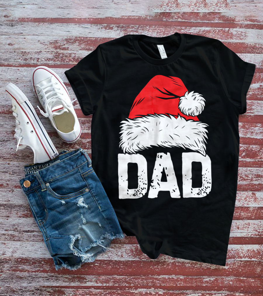 Dad Santa Hat Christmas Family Match T-Shirt