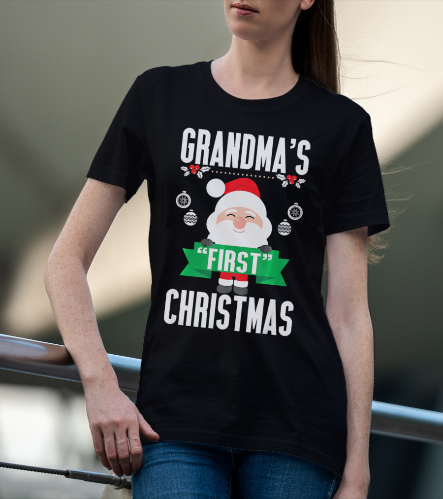 Grandma's First Christmas Santa Holiday Humor T-Shirt