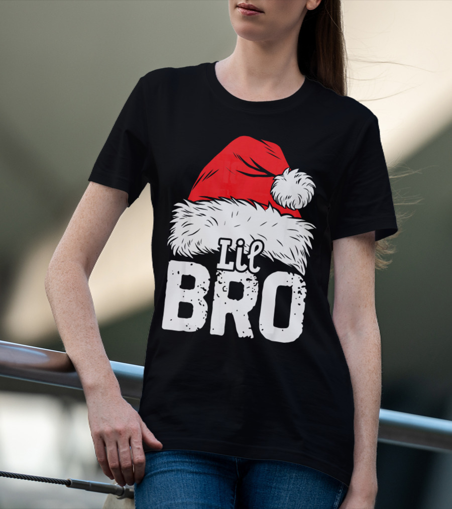 Lil Bro Santa Hat Christmas T-Shirt