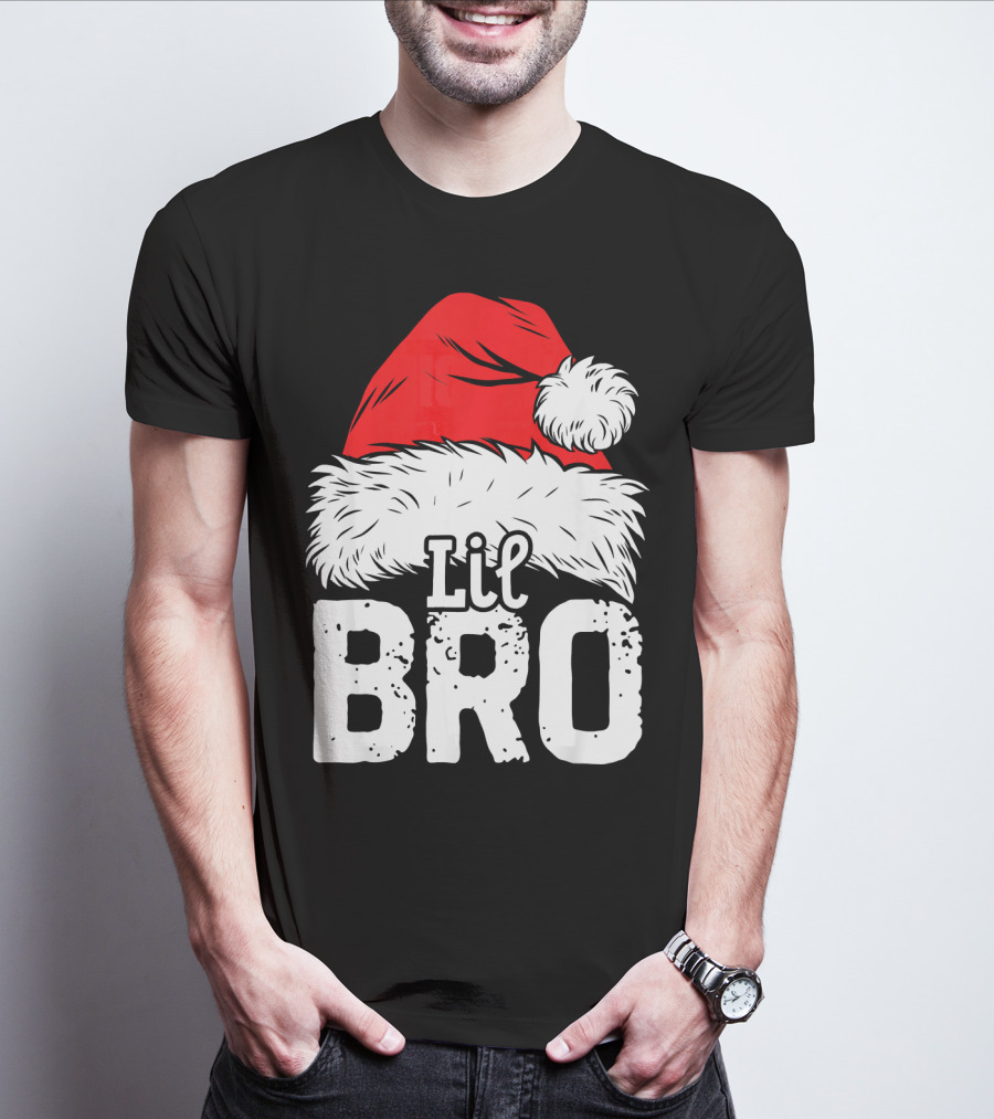 Lil Bro Santa Hat Christmas T-Shirt