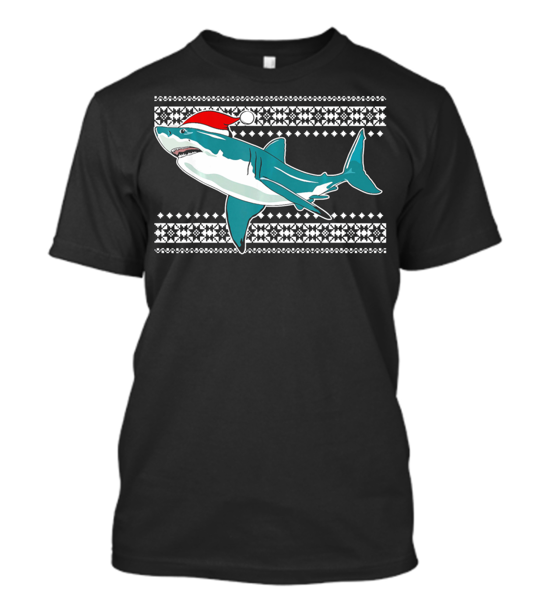Christmas Shark With Santa Hat Ugly T-Shirt