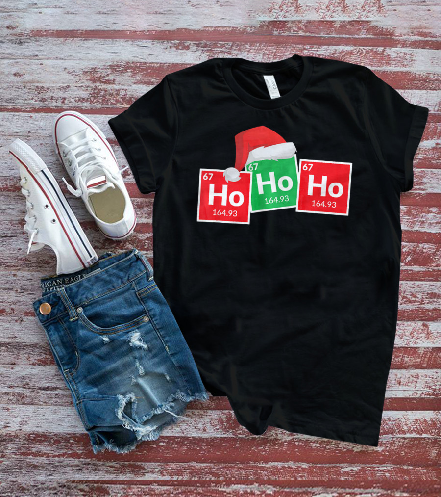 Christmas Ho Ho Ho Santa Periodic Table Elements Fun T-Shirt
