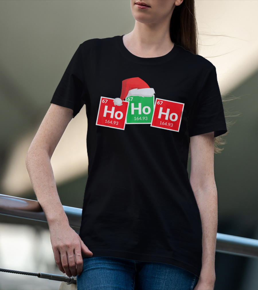 Christmas Ho Ho Ho Santa Periodic Table Elements Fun T-Shirt