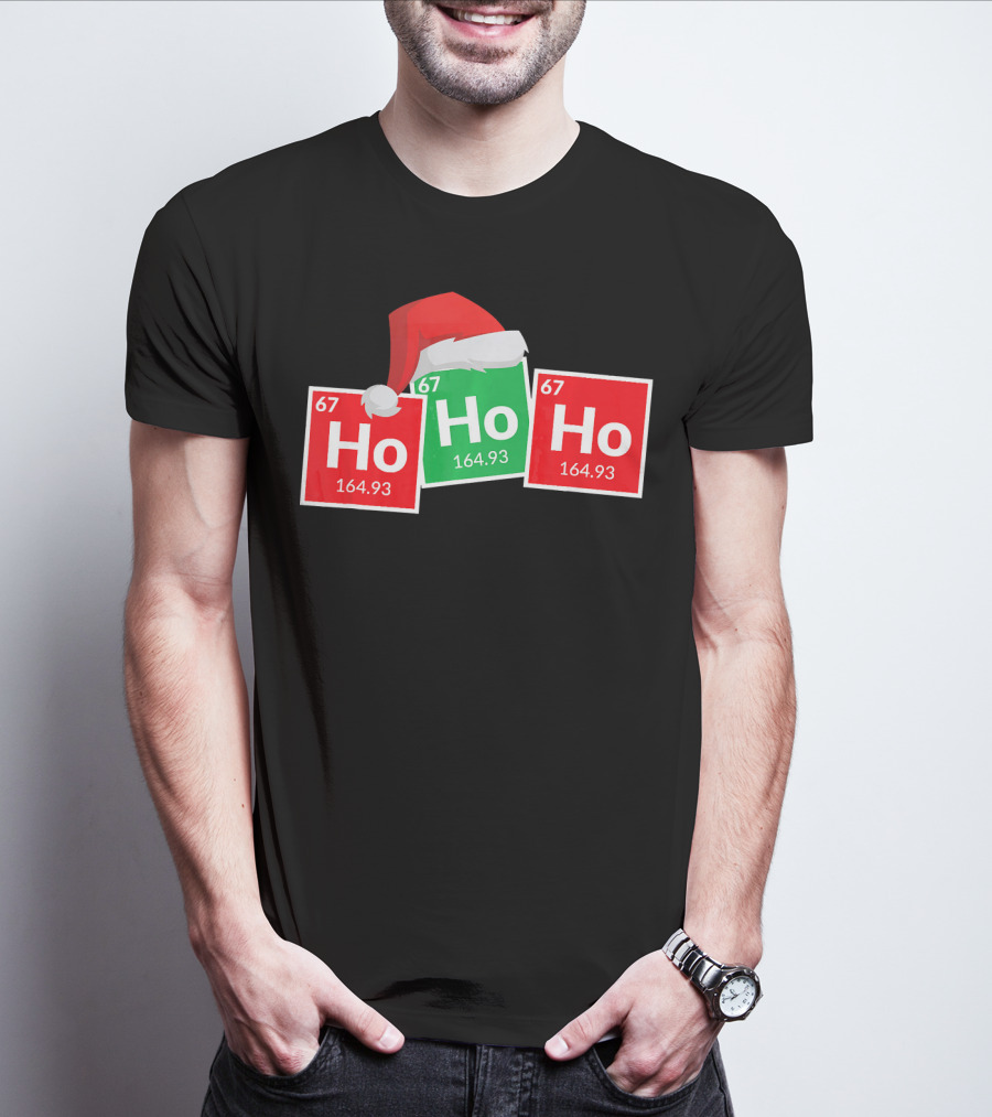 Christmas Ho Ho Ho Santa Periodic Table Elements Fun T-Shirt