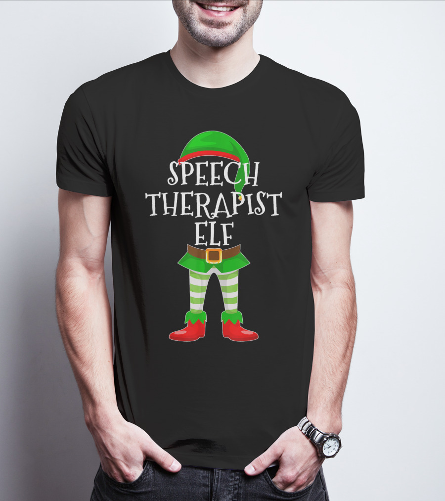 Speech Therapist Elf Matching Family Christmas Holiday T-Shirt