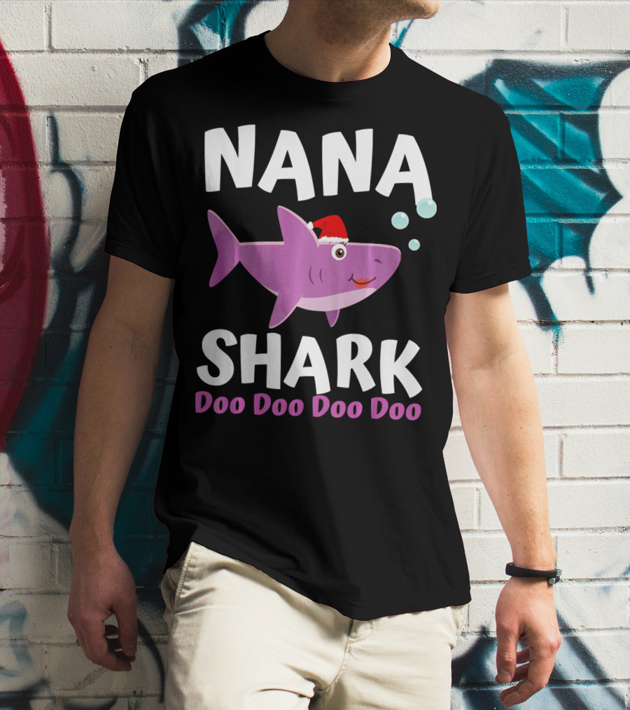 Nana Shark Doo Doo Doo Doo Christmas Santa Hat T-Shirt