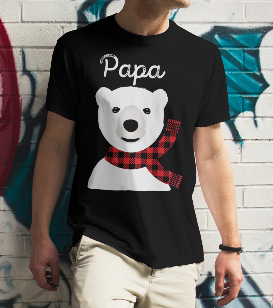 Papa Bear Buffalo Check Christmas Family Matching T-Shirt